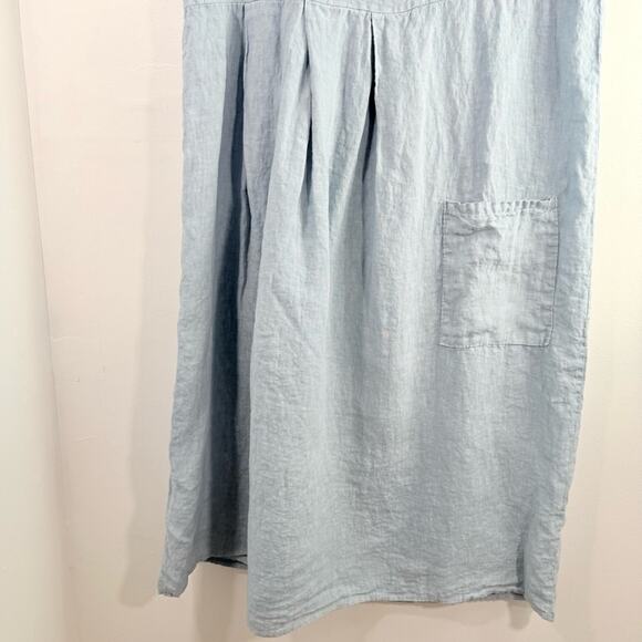 Lin Nature 100% Linen Light Blue Short Sleeve Lightweight Dress 42 Medium Large - Picture 3 of 14